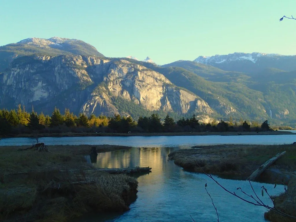 View of the Stawamus Chief from the Squamish River estuary