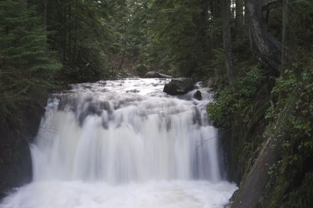 Rolley Falls in Mission BC. Just one of over 40 waterfalls near Vancouver you can hike to.