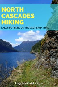 Hiking in North Cascades National Park: hike the East Bank Trail along Ross Lake.  Beautiful lakeside hiking in the North Cascades mountains of Washington.