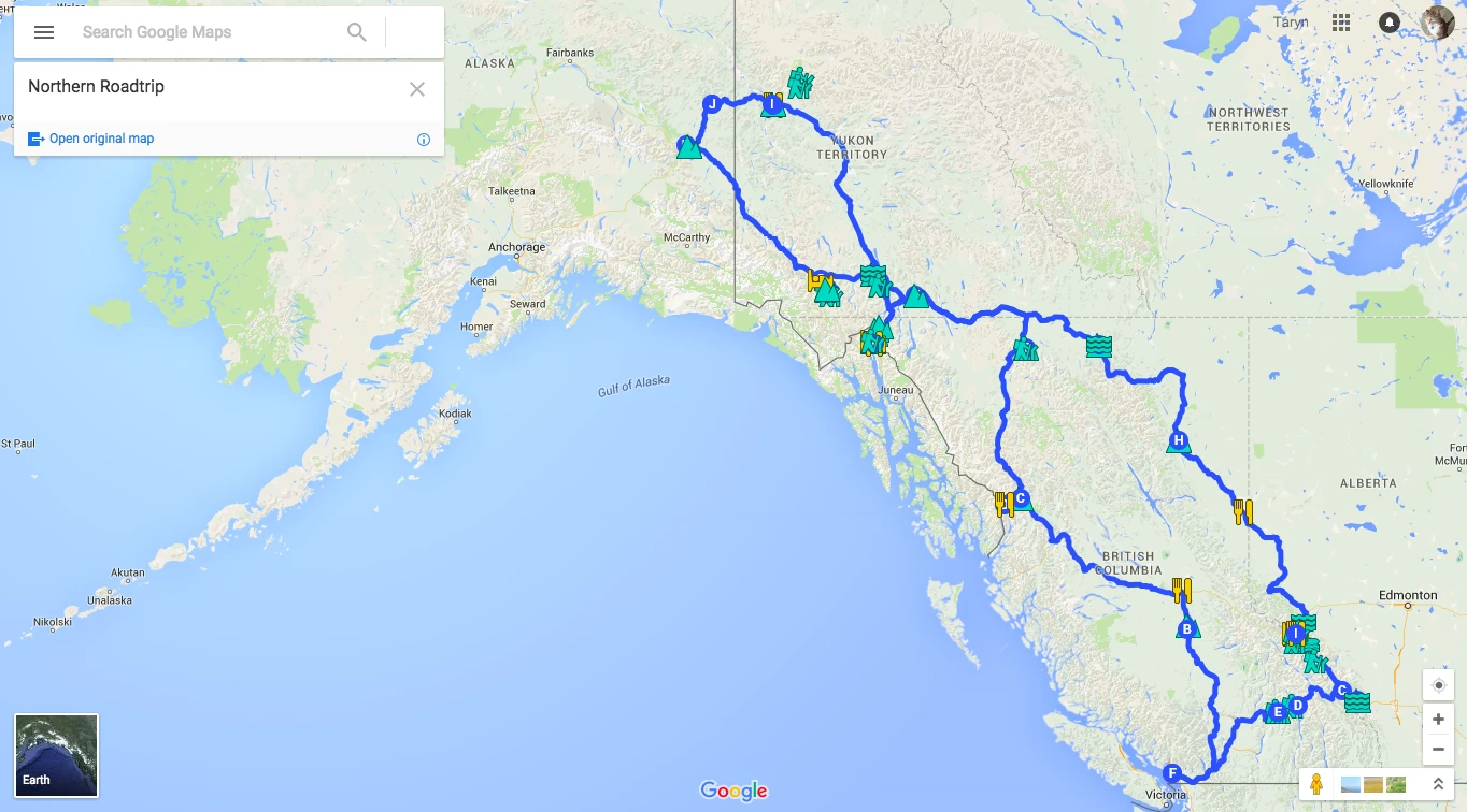 Northern Road Trip Map