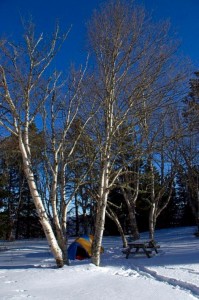 Winter camping in Fundy National Park