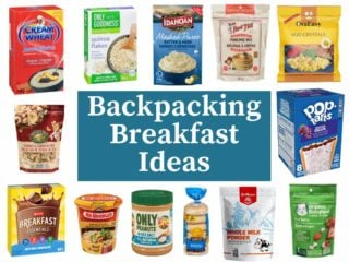A collage of things that make good backpacking breakfast ideas