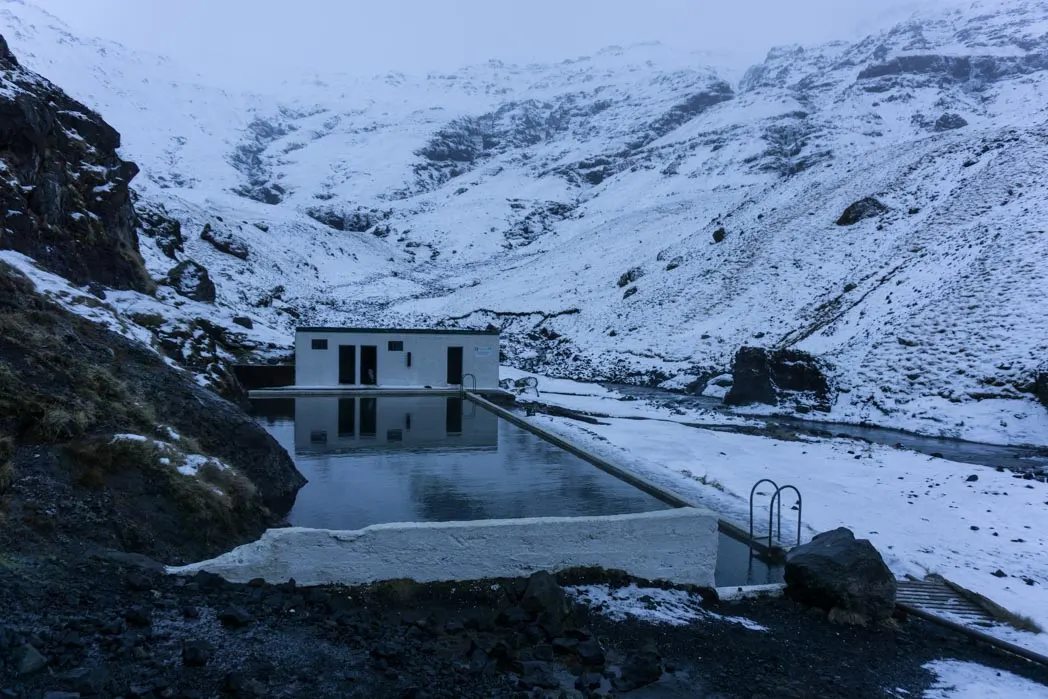 Thermal swimming pool Seljavallalaug in winter in Iceland: 7 Things You Might Not Know About Winter in Iceland