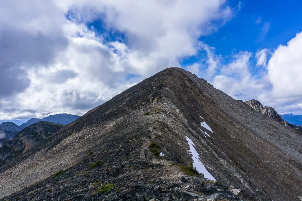 The trail to the summit of Frosty Mountain. Hike to the gorgeous Frosty Mountain larches in British Columbia, Canada. Go hiking in the fall to the see the larch trees change colour in Manning Park, BC, Canada.