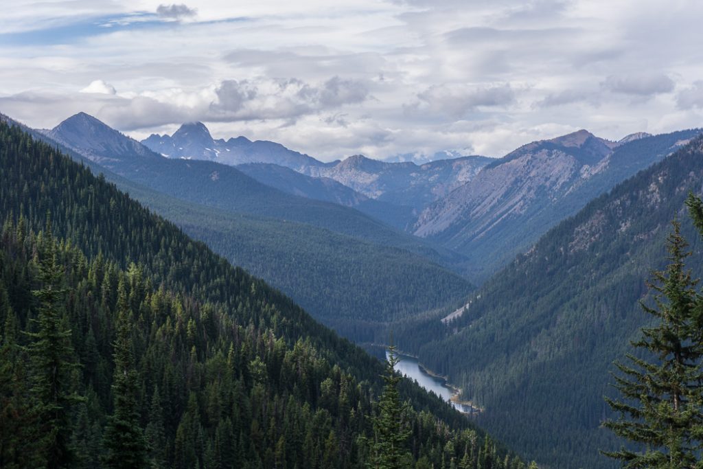 The view from the Frosty Mountain trail. Hike to the gorgeous Frosty Mountain larches in British Columbia, Canada. Go hiking in the fall to the see the larch trees change colour in Manning Park, BC, Canada.