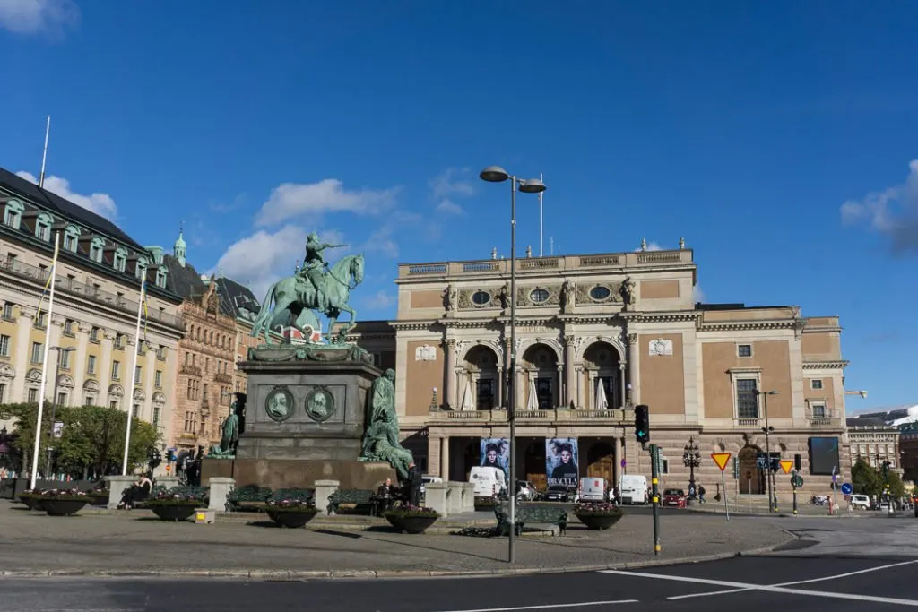 Gustav Adolfs Torg Square in Stockholm. Visit it on the Ultimate Self-Guided Walking Tour of Stockholm