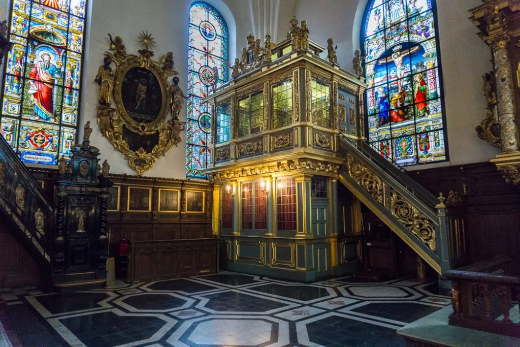 The interior of Tyska Kyrkan (German Church) in Stockholm, Sweden. 30 photos of Stockholm that will inspire you to visit.