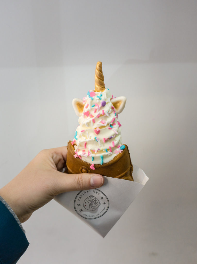 Unicorn soft serve at Taiyaki NYC in New York