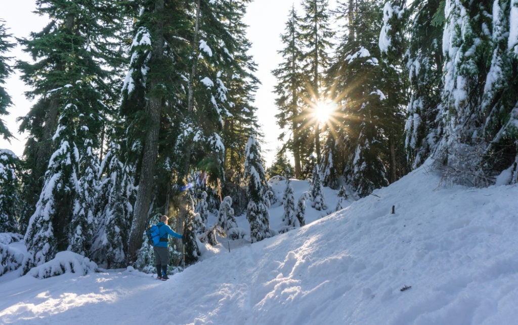 Snowshoeing at Cypress Mountain near Vancouver, BC. Read about what to wear winter hiking and snowshoeing.