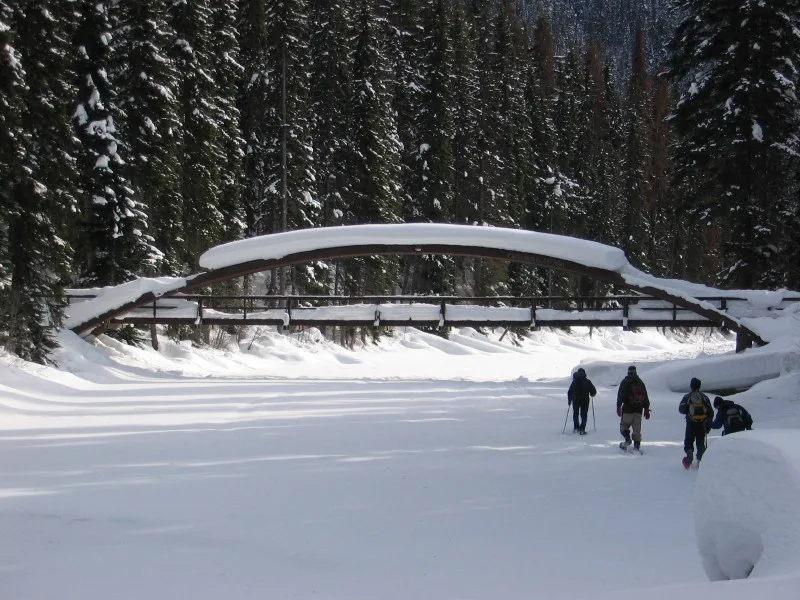 Snowshoeing to the Rainbow Bridge on the Lightning Lake Loop in Manning Park. Read about how to snowshoe here in the Ultimate Guide to Snowshoeing in Manning Park near Vancouver, BC, Canada