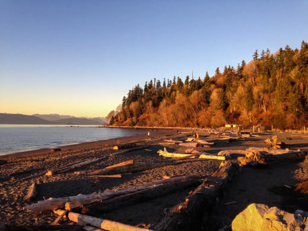 Wreck Beach on the Foreshore Trail in Pacific Spirit Regional Park, one of over 100 snow-free hikes in Vancouver that you can hike all year long.