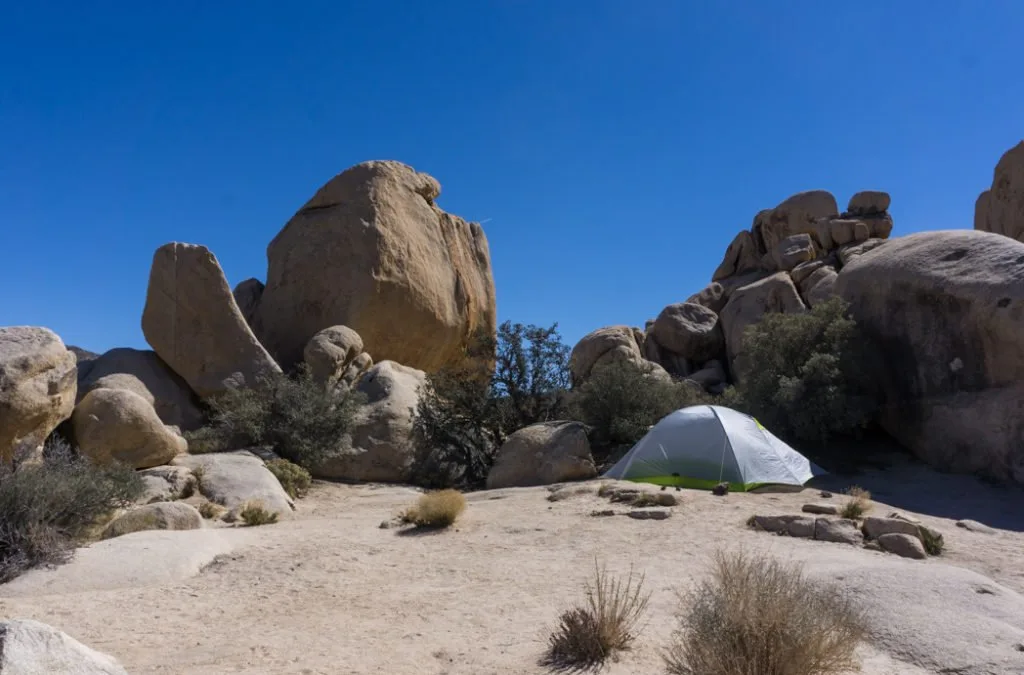 Camping at Hidden Valley Campground in Joshua Tree National Park. Just one of our recommendations for the best places to stay near Joshua Tree.