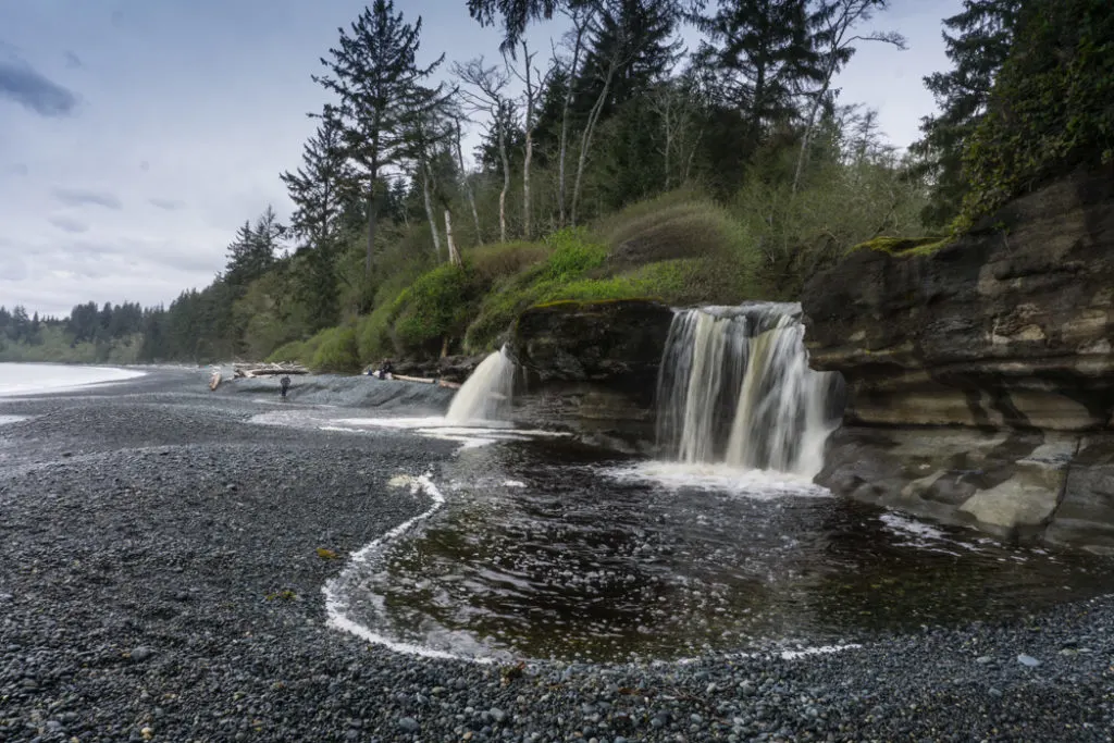 Sandcut Falls is a short hike from the Pacific Marine Circle Route on Vancouver Island.