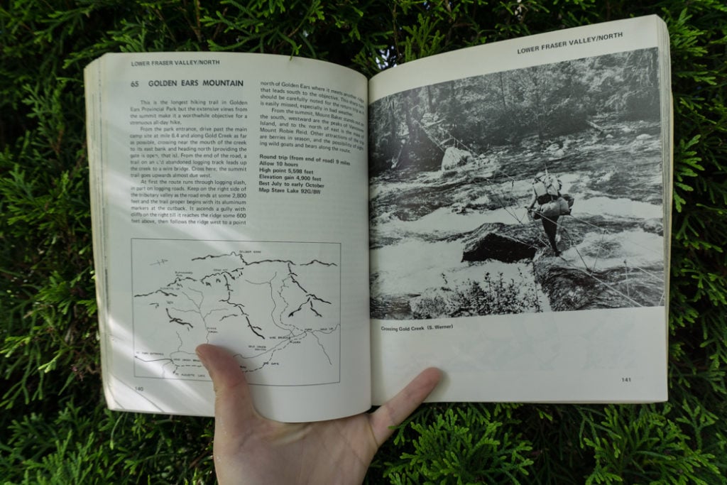 Hike 65 to Golden Ears from the first edition of 103 Hikes. Learn about the history of hiking guide books in BC from the 1st edition of 103 hikes in 1973 to the new 105 Hikes in and Around Southwestern British Columbia, published in 2018.