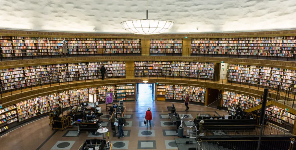 Stockholm's Public Library. Find out how to visit the library and 12 art-filled subway stations on a self-guided tour of Stockholm subway art.