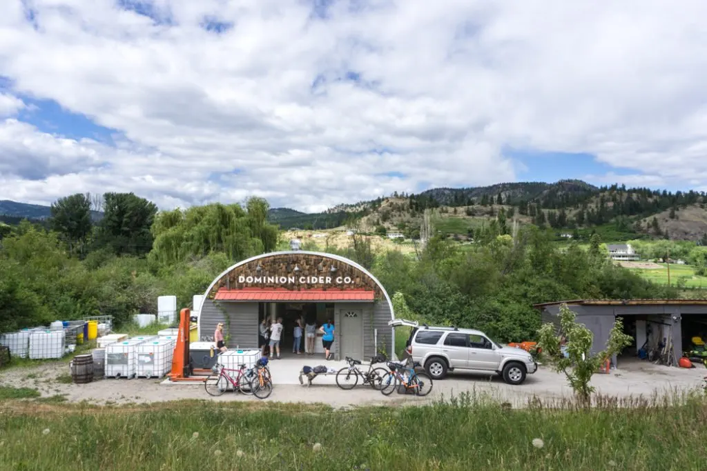 Dominion Cider Co. in Summerland, BC. Explore Summerland's wineries by bike with this self-guided tour.