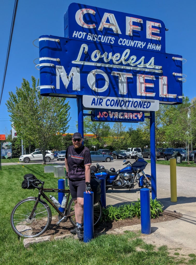 The Loveless Cafe near Nashville Tennessee. Bike at Tishomingo State Park campground along the Natchez Trace. Learn how to cycle tour the Natchez Trace Parkway in this detailed guide.