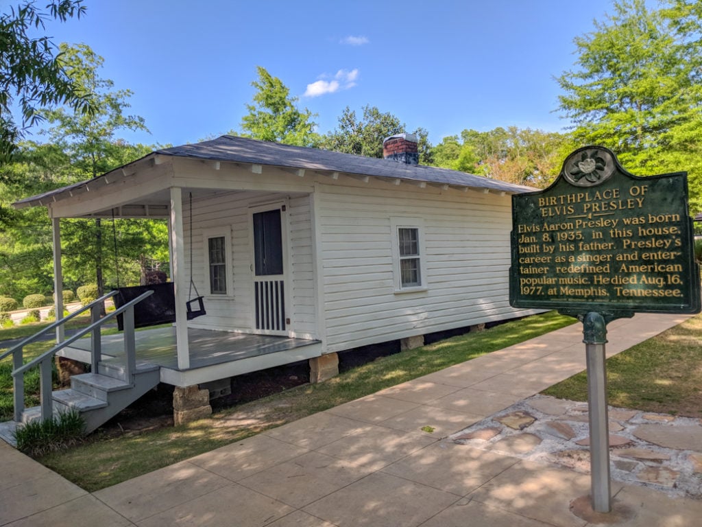 Elvis Presley's birthplace in Tupelo, MS near the Natchez Trace. Learn how to cycle tour the Natchez Trace Parkway in this detailed guide.