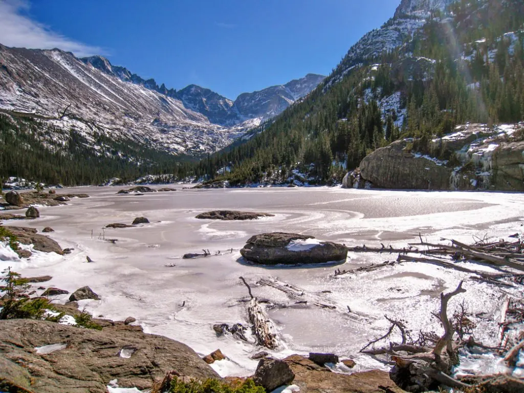 Black Lake in Rocky Mountain National Park. One of the best lake hikes in Colorado.