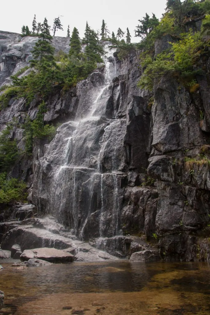 Neverland Falls near the Sea to Sky Gondola in Squamish. Just one of over 40 waterfalls near Vancouver you can hike to.