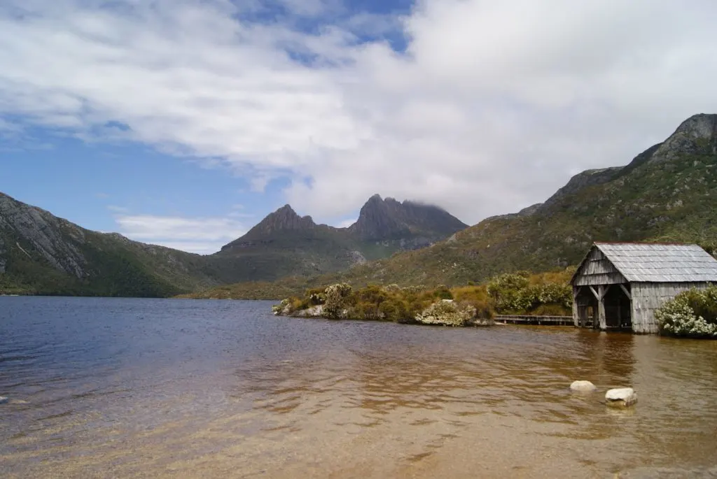 The boathouse at Dove Lake in Cradle Mountain National Park. Just one of over 40 things to do in Devonport and Tasmania's North West.