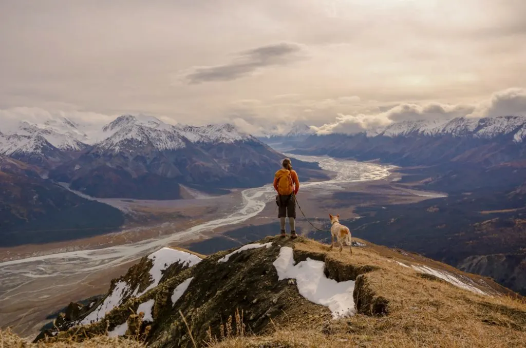 Amanda uses a leash with her dog Frank in the Yukon. Learn how to Leave No Trace with dogs to ensure you are considerate of other visitors.