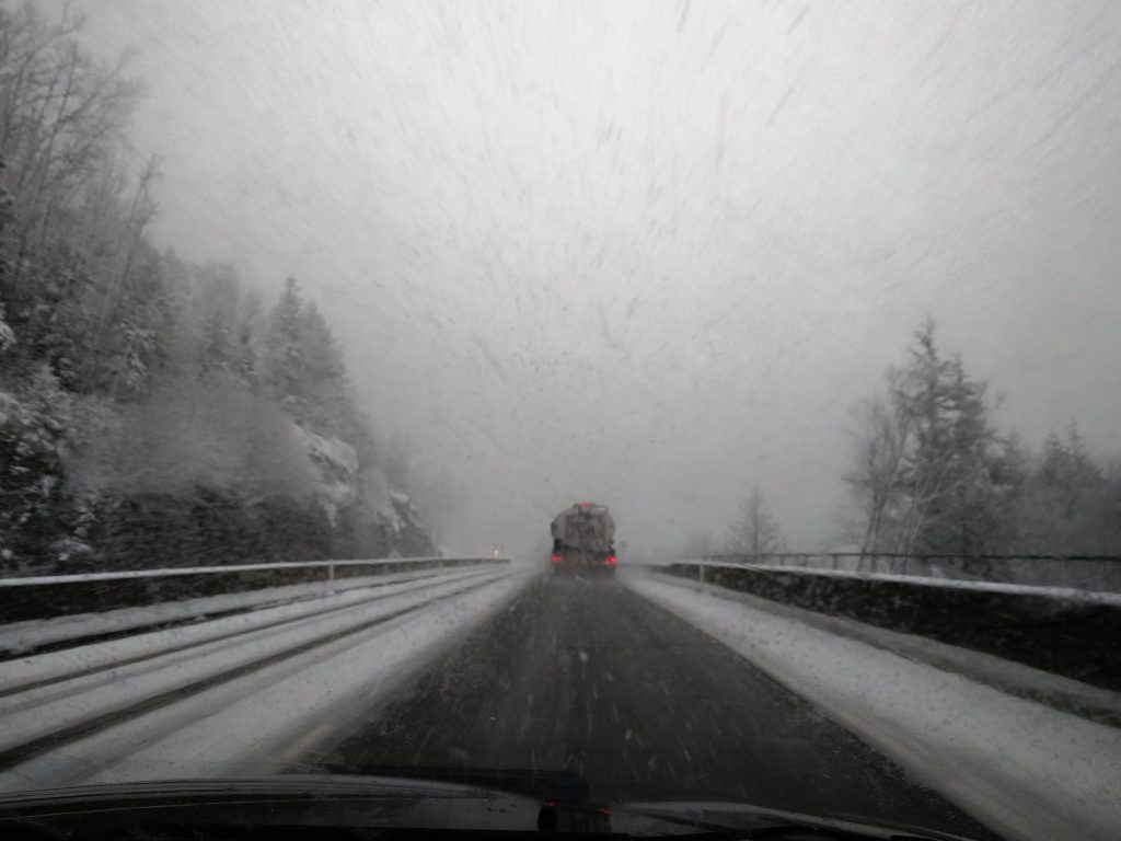 Snowy weather on the Sea to Sky highway