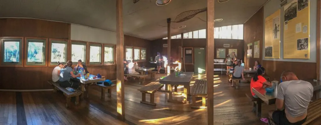 The interior of Bert Nichols Hut at Windy Ridge. One of the Overland Track huts that self-guided walkers can stay in.