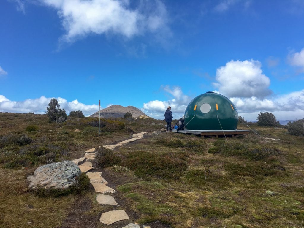 An emergency shelter on the first Overland Track section from Ronny Creek to Waterfall Valley