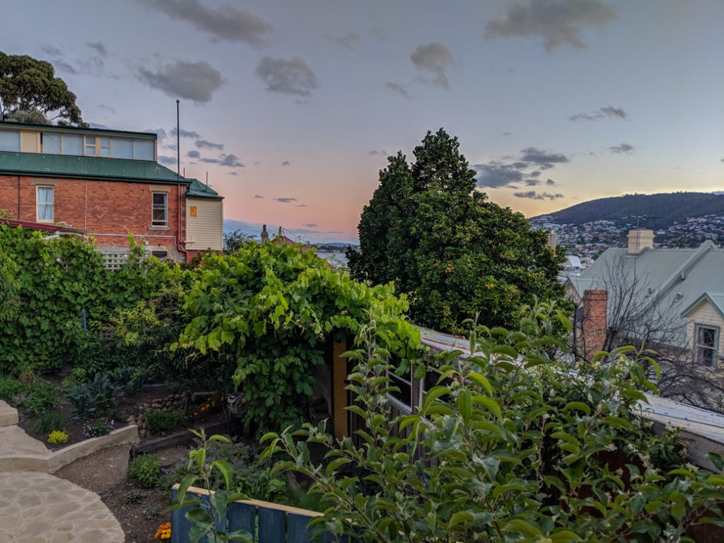 Garden view in Battery Point, Hobart, Tasmania