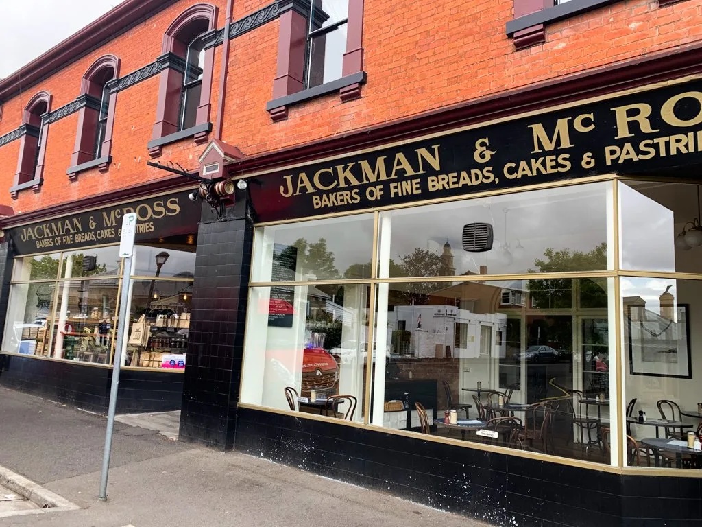 The brick exterior of Jackman and McRoss Bakery in Hobart, Tasmania