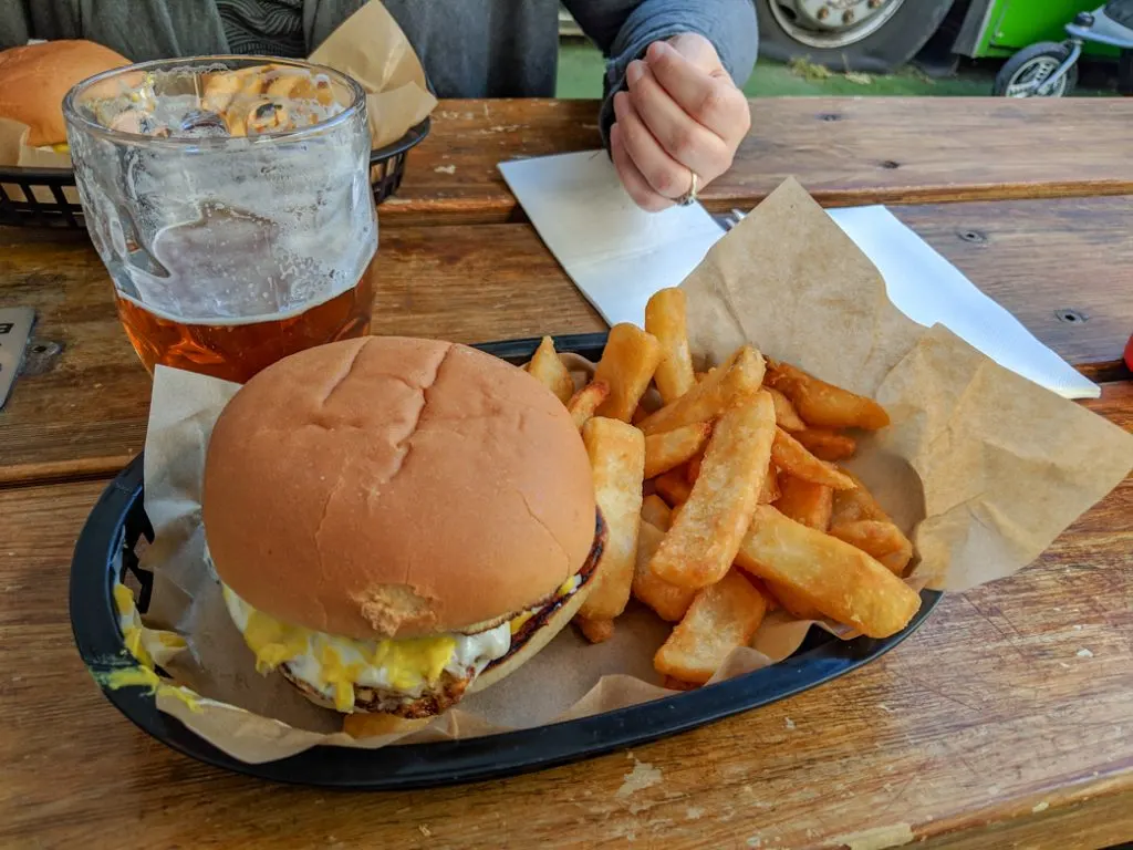 Burgers and beer at Preachers in the Battery Point area of Hobart, Tasmania