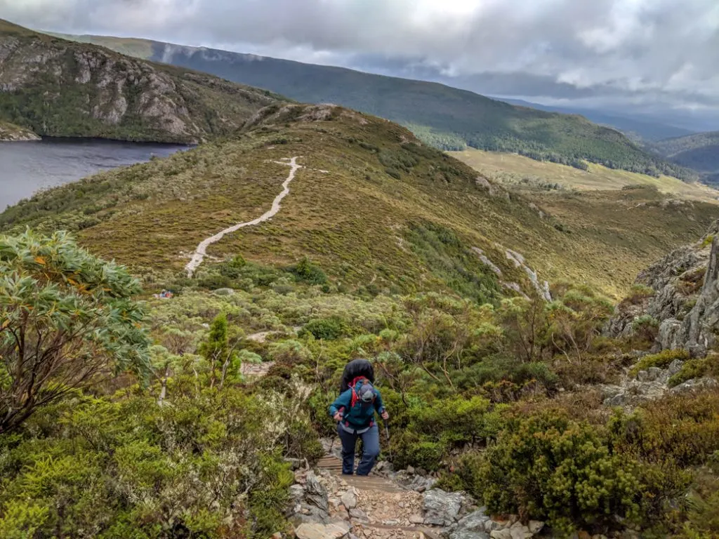 Climbing up to Marion's Lookout near Cradle Mountain on the Overland Track