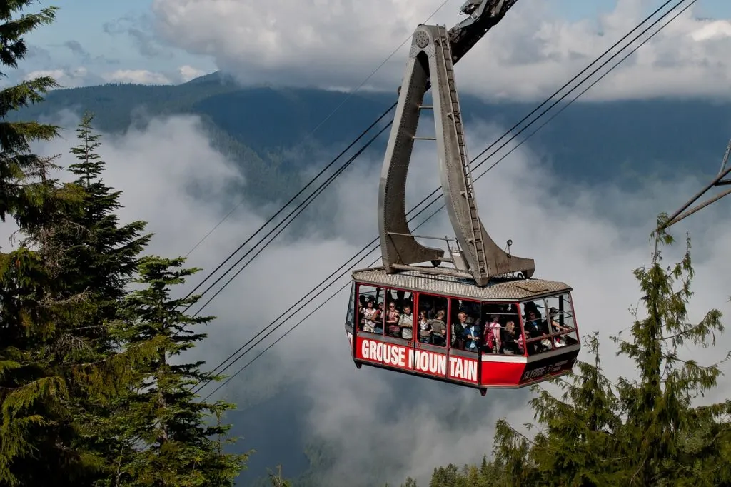 The Grouse Mountain Gondola. You can get to Grouse Mountain from Vancouver on transit.