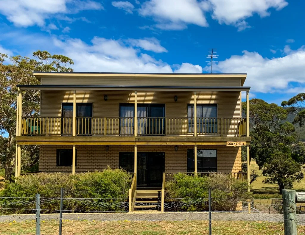 A house with a "doo"-themed name in Doo Town on the Tasman Peninsula in Tasmania