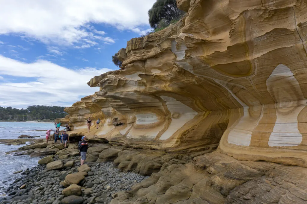 The painted cliffs on Maria Island, Tasmania