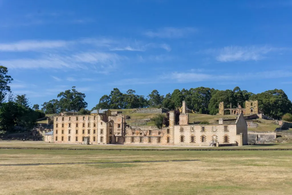 The penitentiary building at Port Arthur Historic Site on the Tasman Peninsula in Tasmania, Australia. The Port Arthur Historic site is one of the best things to do on the Tasman Peninsula.