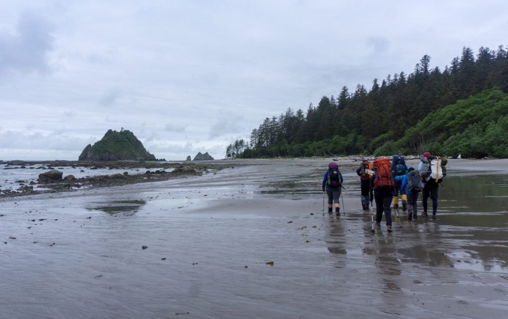 Hiking on the beach between Third Beach and Toleak Point in Olympic National Park