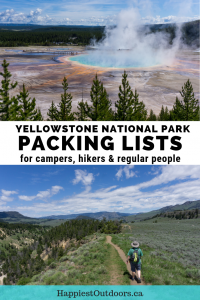 Yellowstone packing list: get super-detailed packing lists for Yellowstone. Includes what to pack for hiking, camping, picnicking and more. #Yellowstone #packinglist #YellowstoneNationalPark