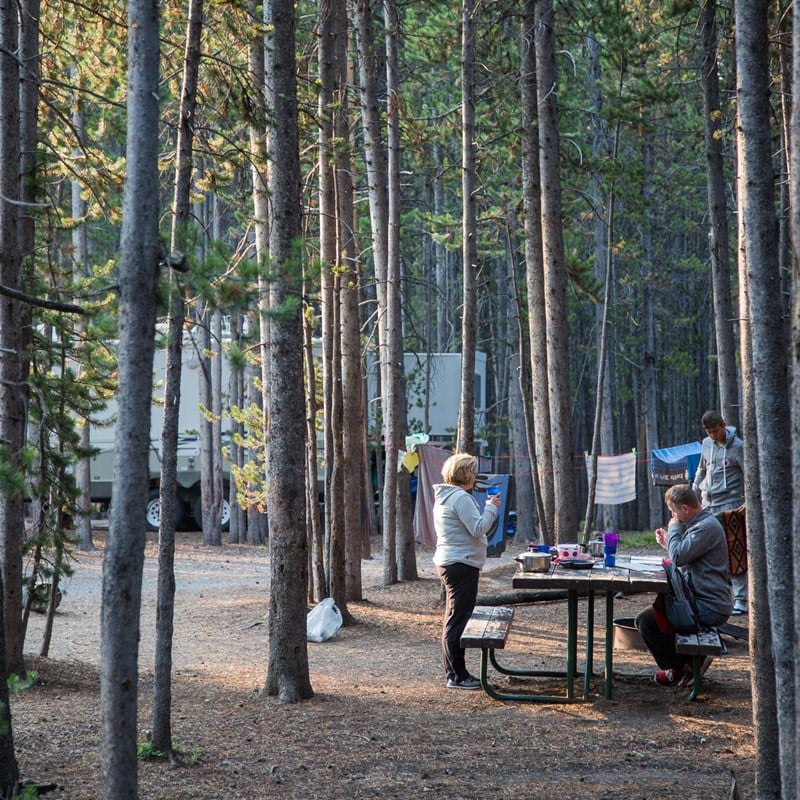 Kamperen op Canyon campground in Yellowstone National Park