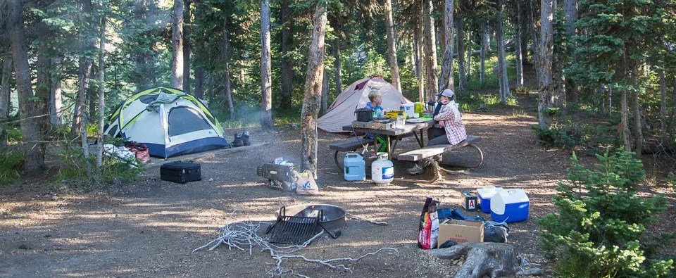 Camping at Lewis Lake Campground in Yellowstone National Park