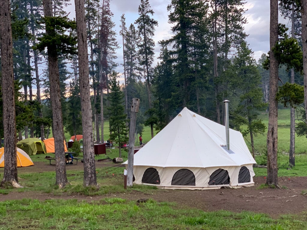 Tents at the Norris Campground in Yellowstone National Park