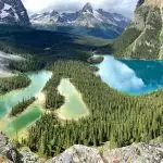 The view of Lake O'Hara and Mary Lake from Opabin Prospect in Yoho National Park