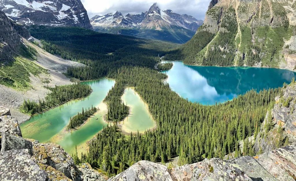 The view of Lake O'Hara and Mary Lake from Opabin Prospect in Yoho National Park