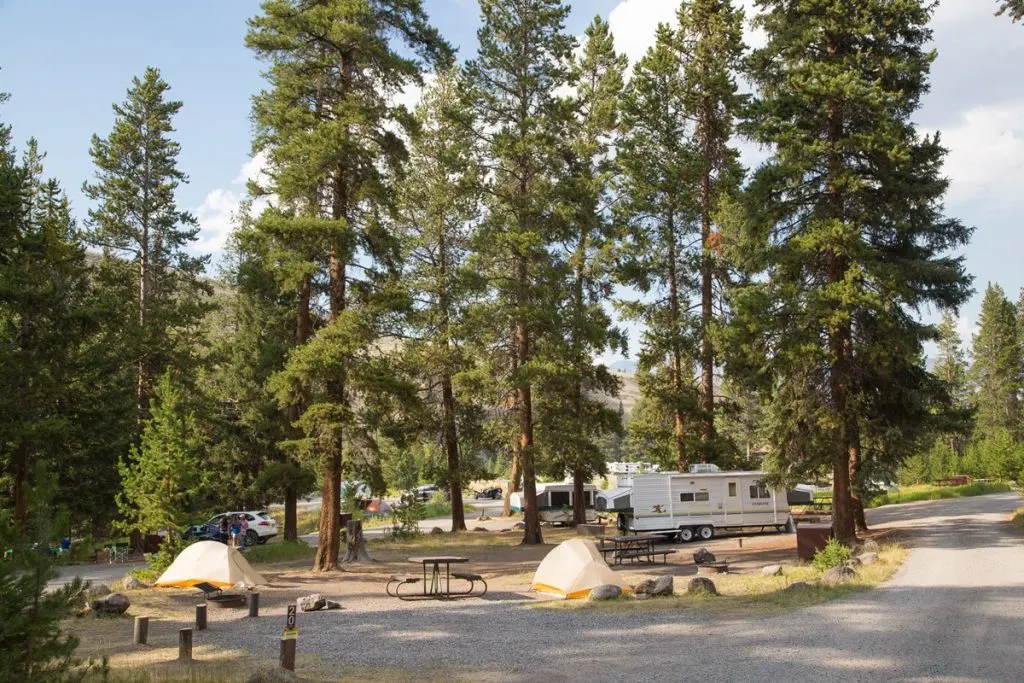 Camping at Tower Fall Campground in Yellowstone National Park