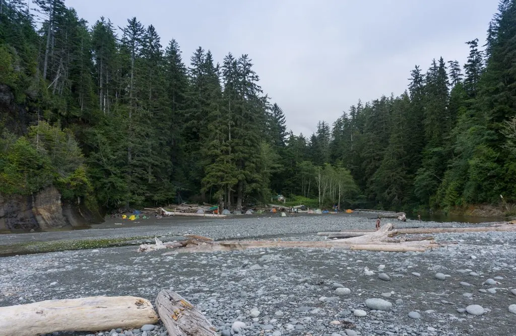 Tents at Camper Bay on the West Coast Trail