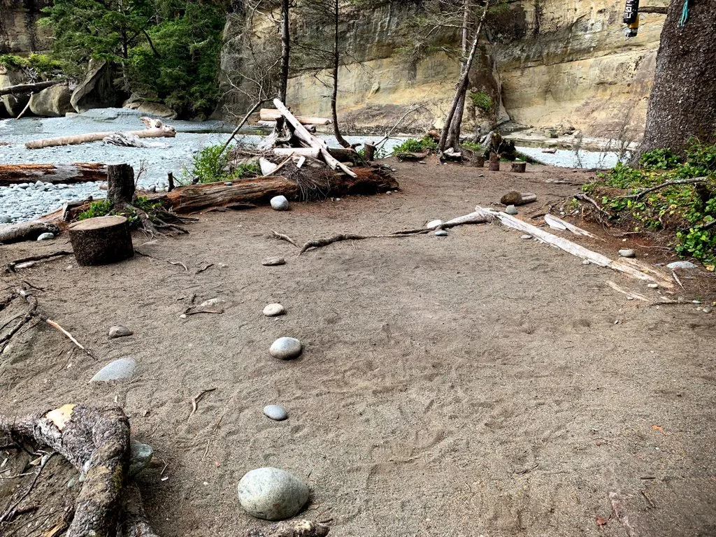 Campsites just above the beach at Cullite Creek on the West Coast Trail