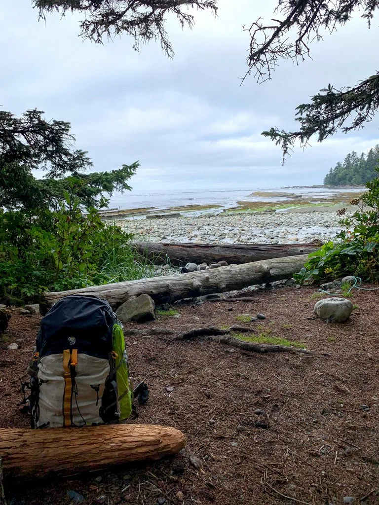 The view from a campsite at Michigan Creek on the West Coast Trail