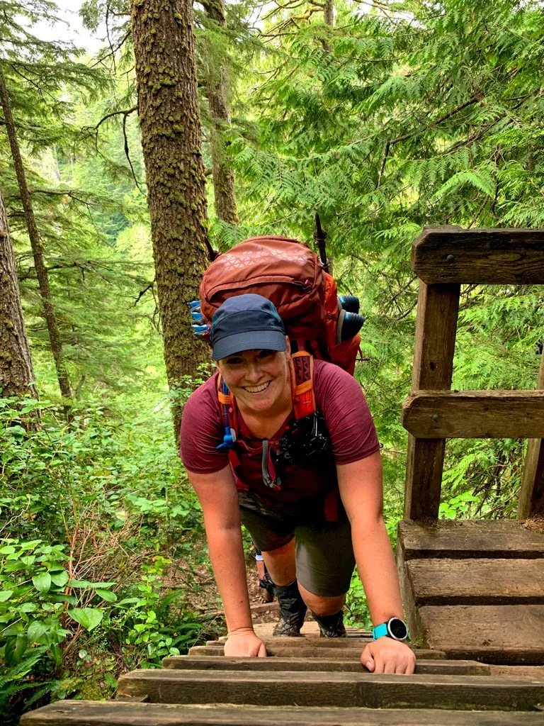 A backpacker on the West Coast Trail