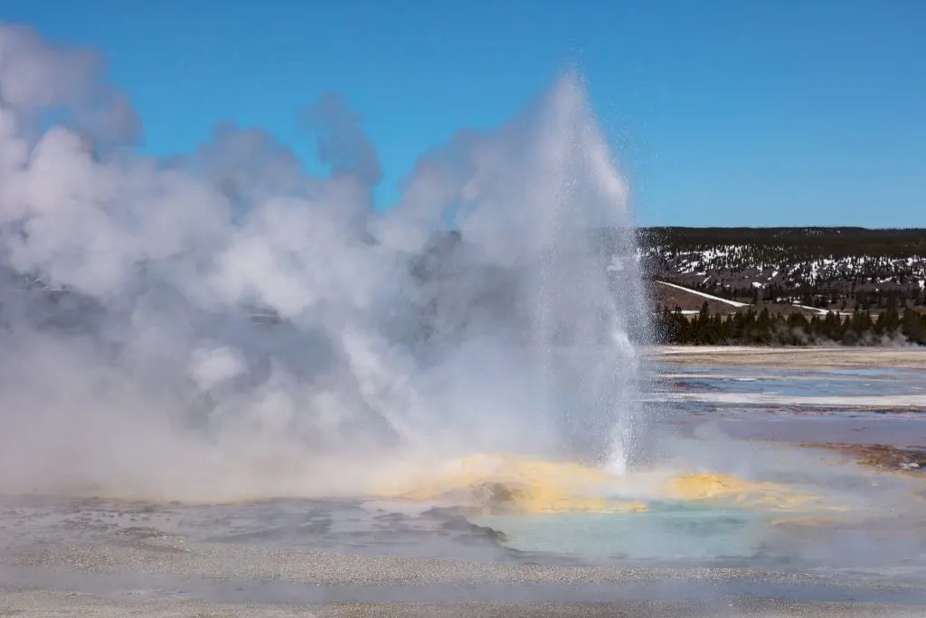 Clepsydra Geyser at Fountain Paint Pots in Yellowstone National Park